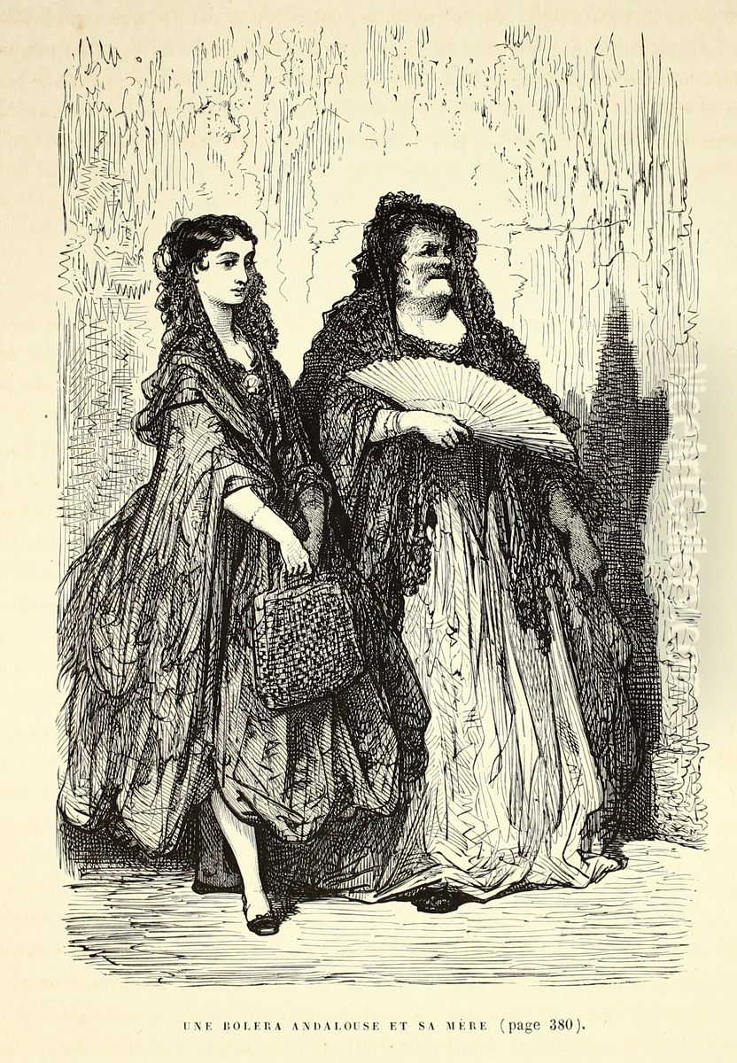 Une bolera andalouse et sa mere Oil Painting by Gustave Dore