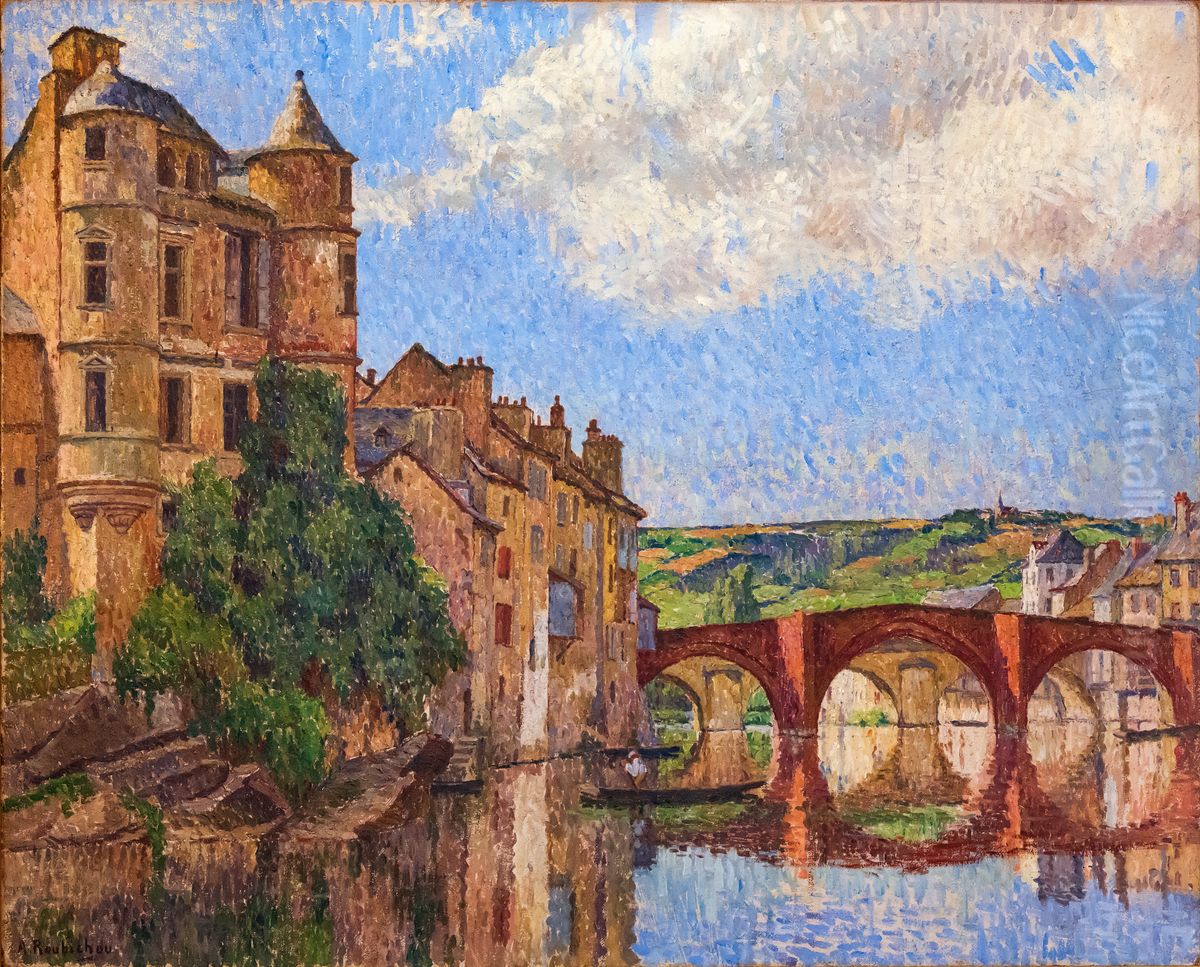 Alphonse Roubichou - Vue d'Espalion - Musee des Beaux-Arts de Gaillac Oil Painting by Alphonse Roubichou