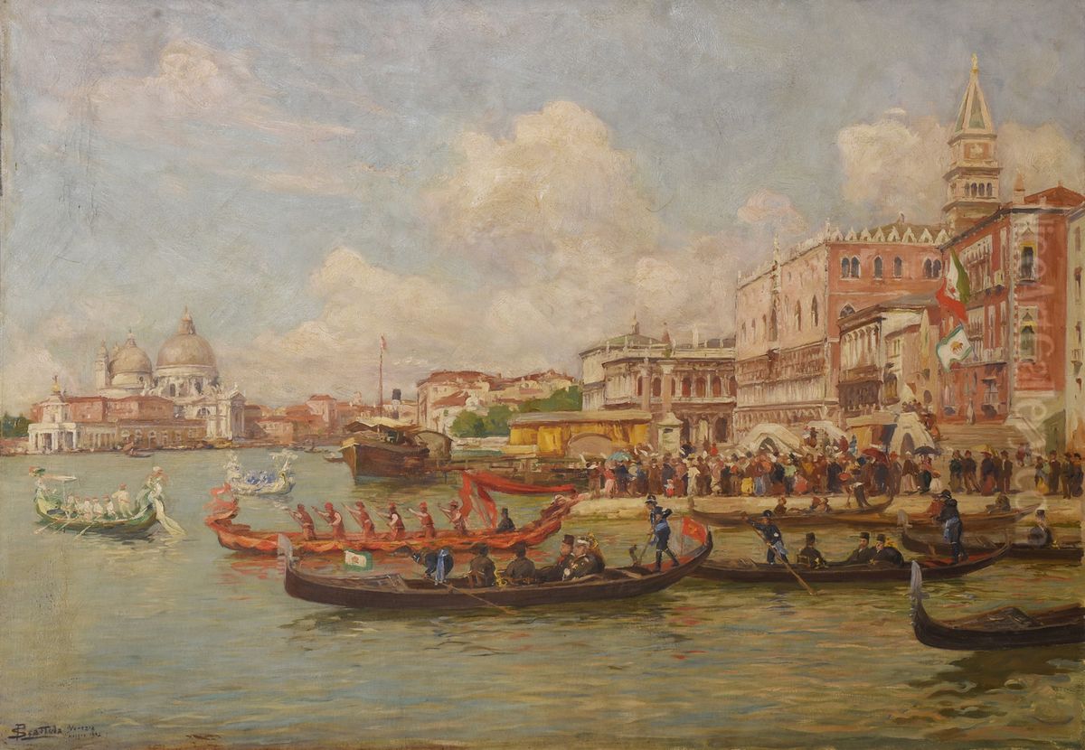 Mozaffar al-Din Shah Qajar's Journey to Venice Oil Painting by Ferruccio Scattola