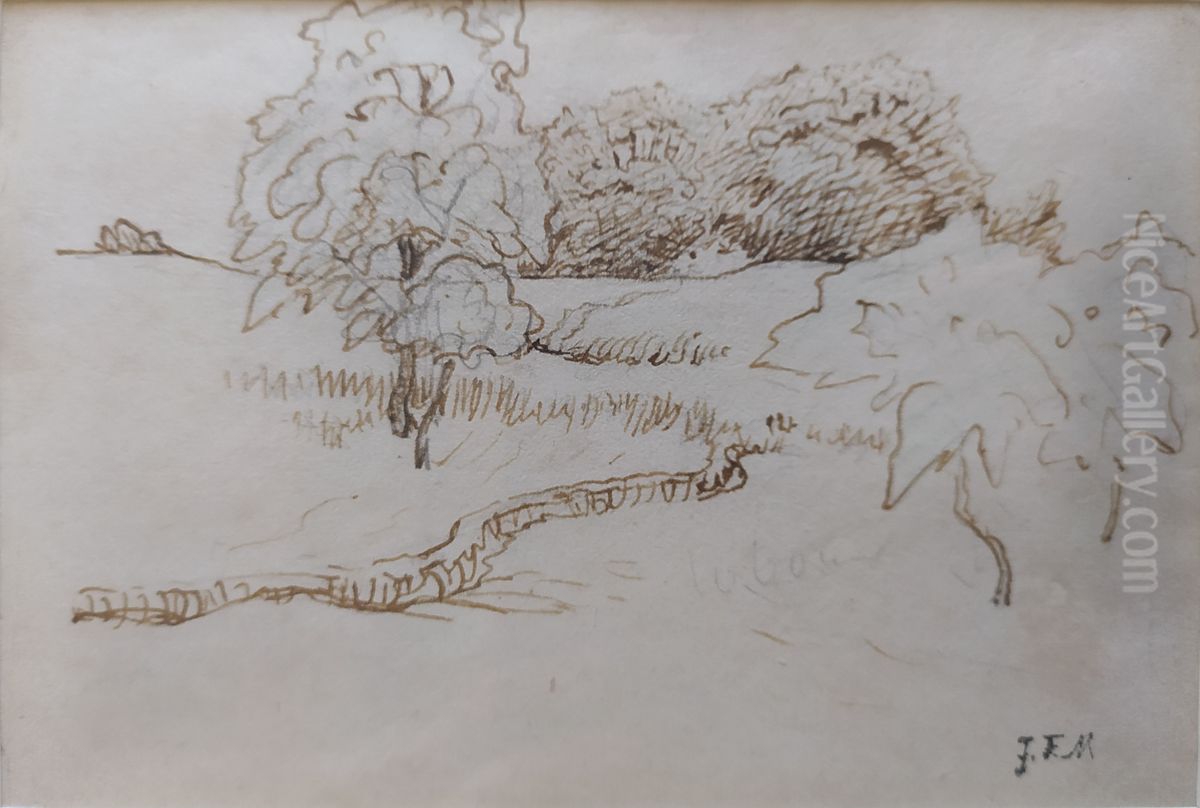 [Arbres et bosquets aux environs de Vichy] Oil Painting by Jean-Francois Millet