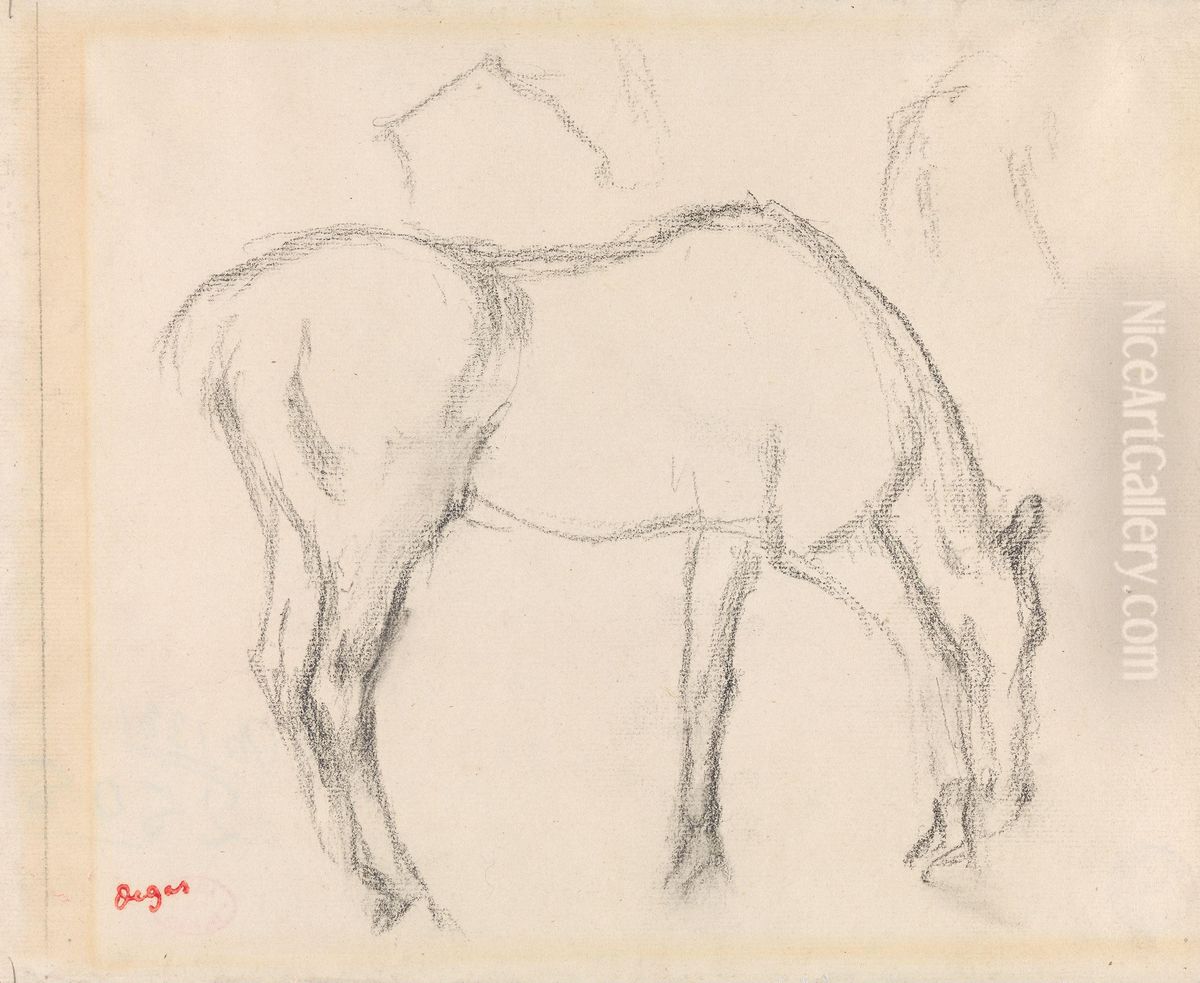 Horse grazing Oil Painting by Edgar Degas