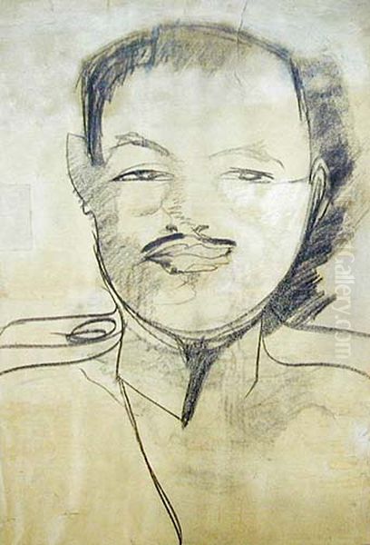 Portrait of an officer Oil Painting by Stanislaw Ignacy Witkiewicz (Witkacy)