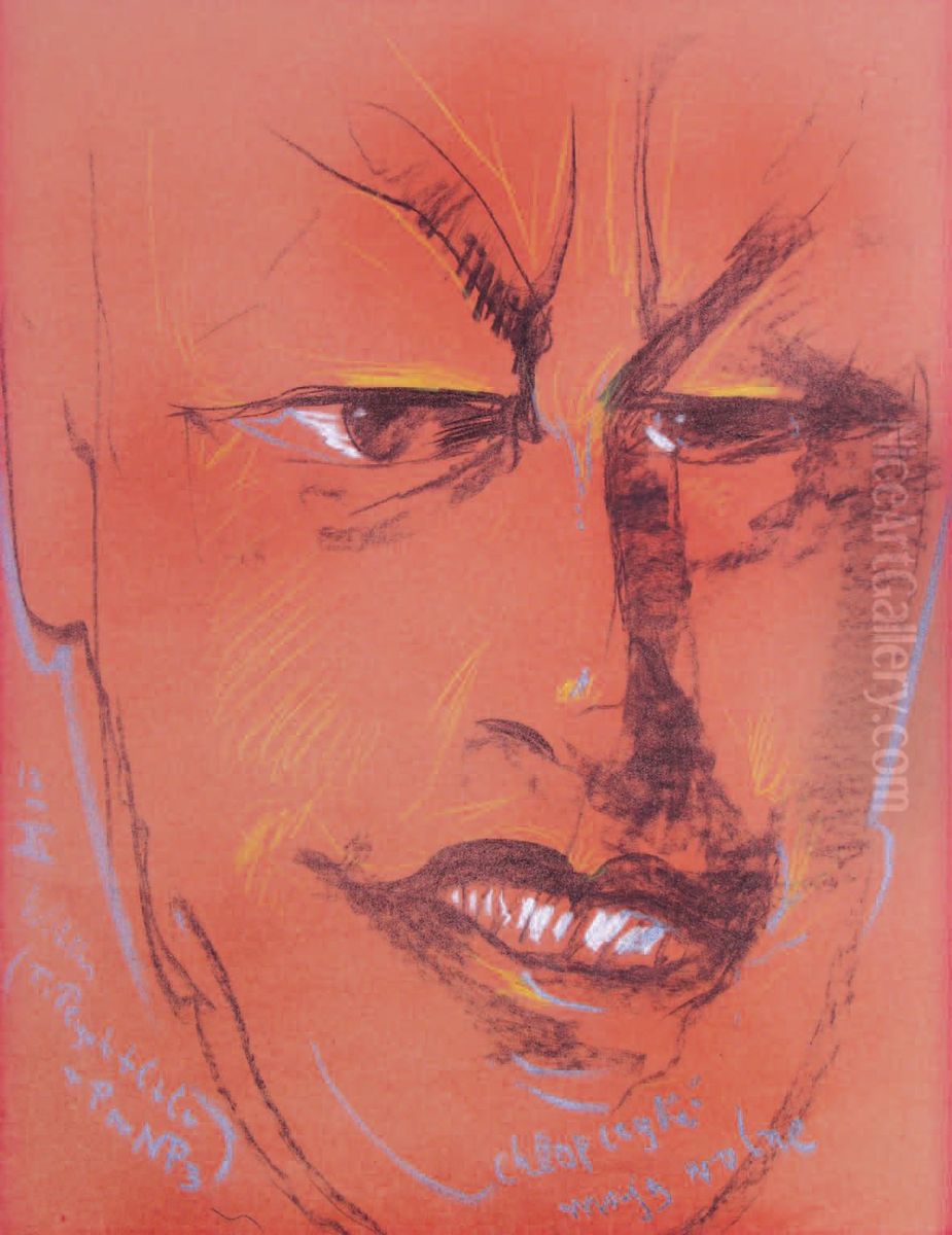 Portrait of Janusz de Beaurain - The boys have a day off Oil Painting by Stanislaw Ignacy Witkiewicz (Witkacy)