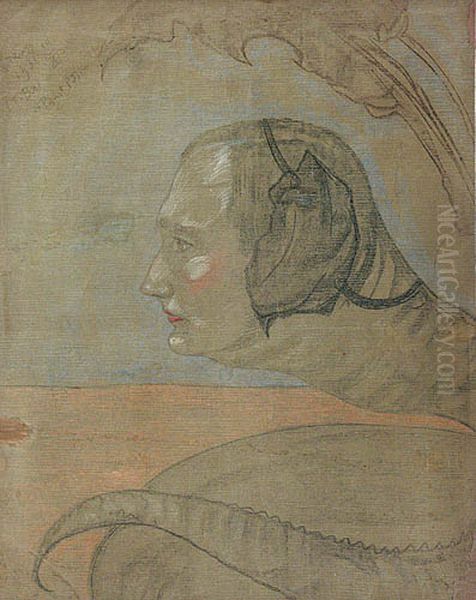 Portret meski wychylony z lisci Oil Painting by Stanislaw Ignacy Witkiewicz (Witkacy)