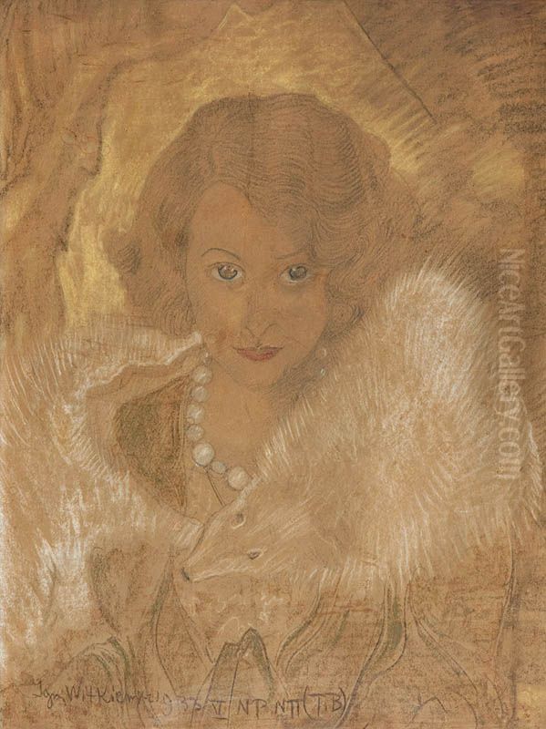 Female Portrait (Irena Solska?) Oil Painting by Stanislaw Ignacy Witkiewicz (Witkacy)