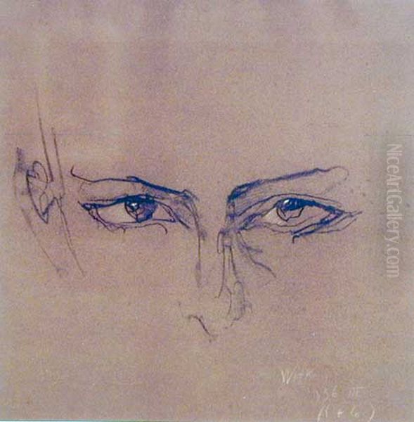 Portret Marii Kaminskiej, oczy Oil Painting by Stanislaw Ignacy Witkiewicz (Witkacy)