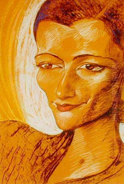 Portrait of Maria Kaminska Oil Painting by Stanislaw Ignacy Witkiewicz (Witkacy)