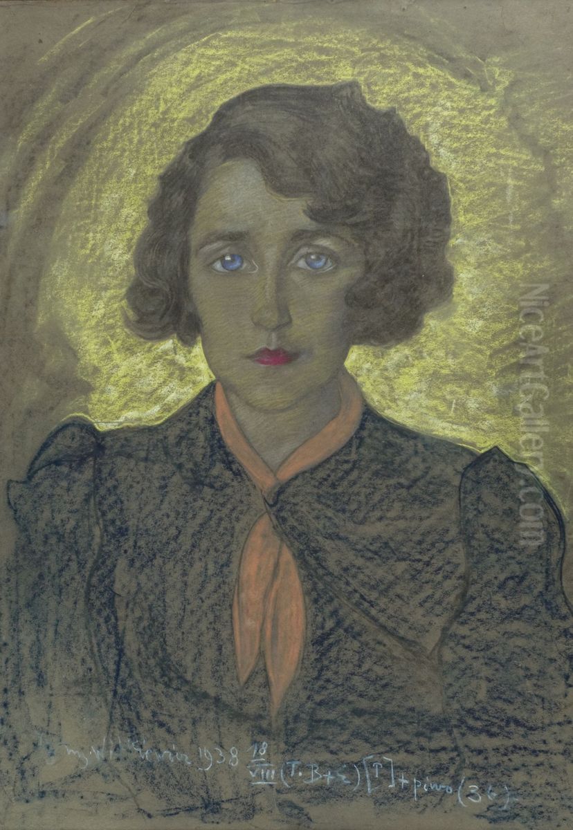 Portrait of Joanna Neumann-Dobrzanska Oil Painting by Stanislaw Ignacy Witkiewicz (Witkacy)