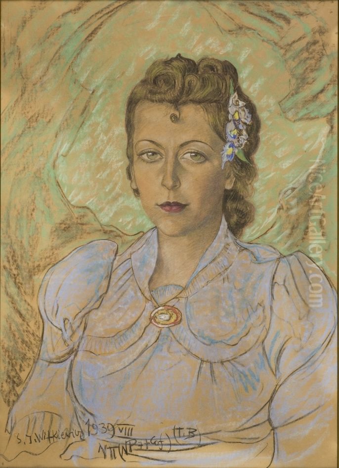 Portret Jadwigi Pilinskiej z d. Gadomskiej Oil Painting by Stanislaw Ignacy Witkiewicz (Witkacy)