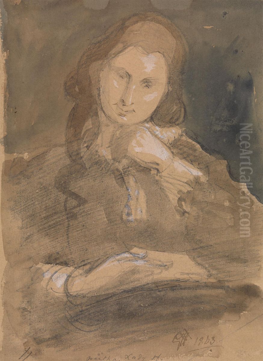 Portrait Study of Martha, Lady Hayter Oil Painting by George Hayter