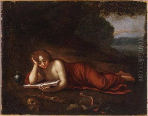 Saint Mary Magdalene Reading Oil Painting by Antonio da Correggio
