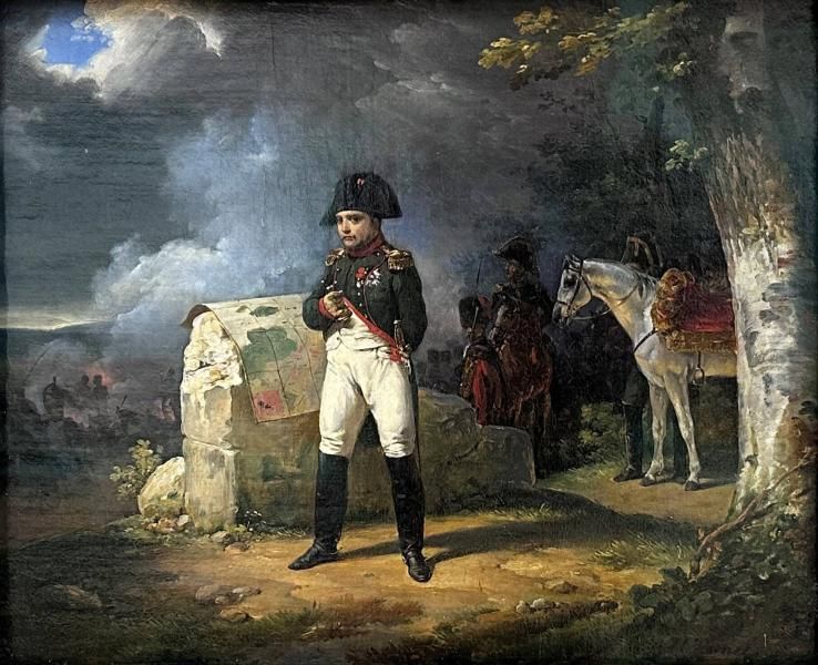 Napoleon Meditating on a Military Map at Charleroi Oil Painting by Horace Vernet