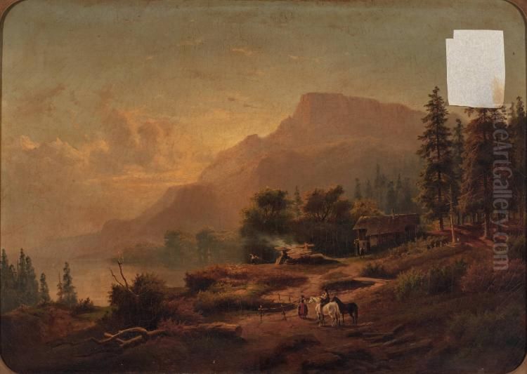 Swiss Landscape Oil Painting by Georg Engelhardt