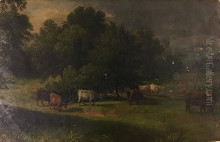 Cattle Grazing Oil Painting by Asher Brown Durand