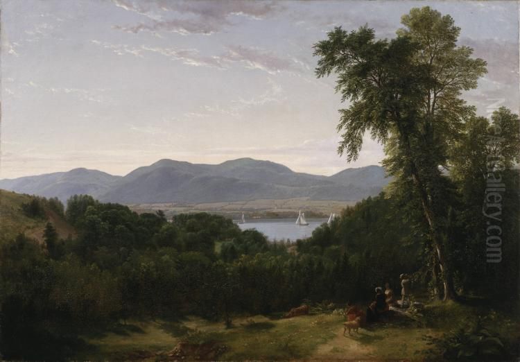 Beacon Hills on the Hudson River, Opposite Newburgh-Painted on the Spot Oil Painting by Asher Brown Durand