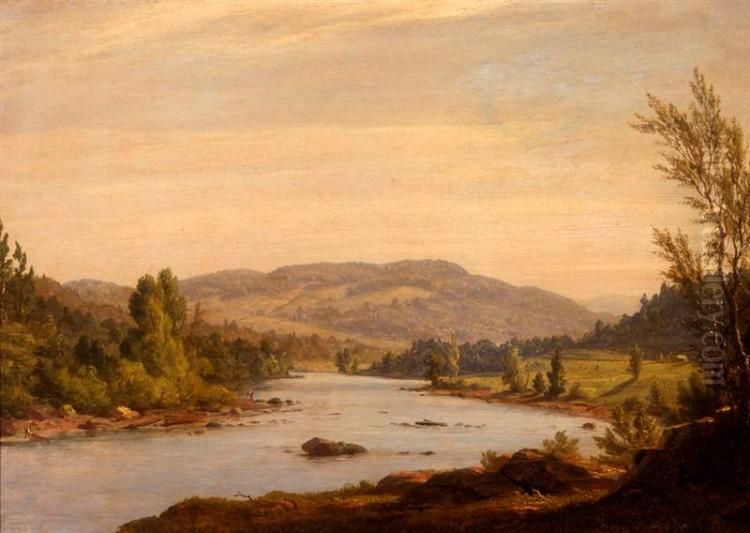 Landscape with River (Scene in Northern New York) Oil Painting by Sanford Robinson Gifford
