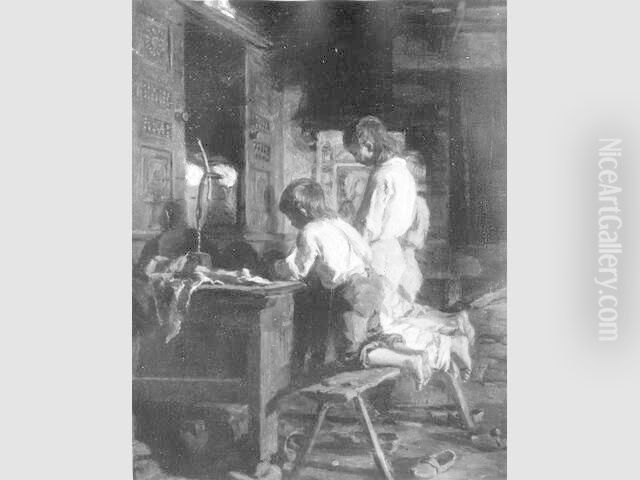 Boys at Prayer Oil Painting by Pierre Edouard Frere