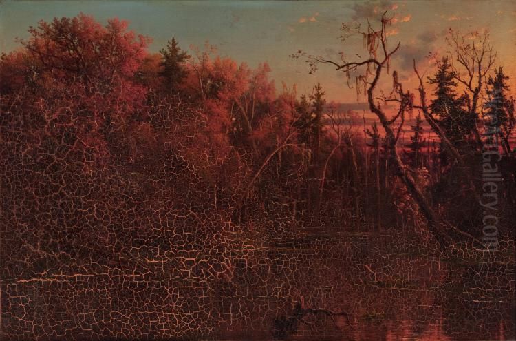Dismal Swamp, Sunset Oil Painting by Regis Francois Gignoux