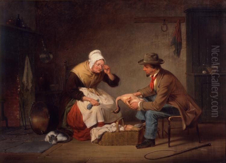 Bargaining (The Christmas Turkey) Oil Painting by Francis William Edmonds