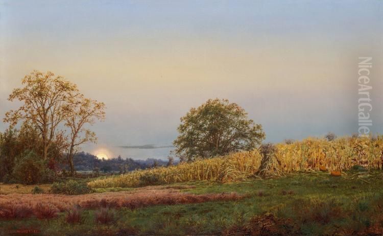 The Harvest Moon Oil Painting by Louis Remy Mignot