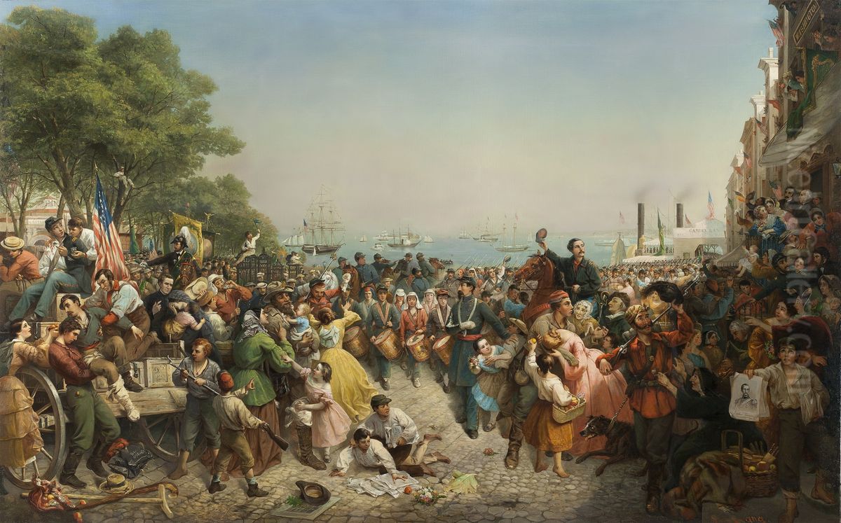 Return of the 69th (Irish) Regiment, N.Y.S.M. from the Seat of War Oil Painting by Louis Lang