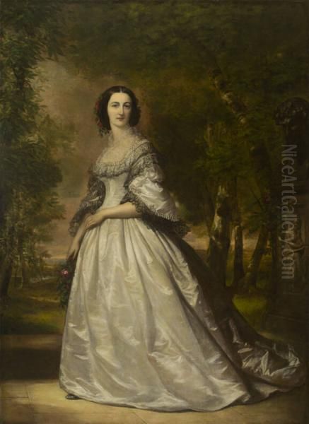Mrs. Marshall O. Roberts (Caroline D. Smith, 1827-1874) Oil Painting by Daniel Huntington