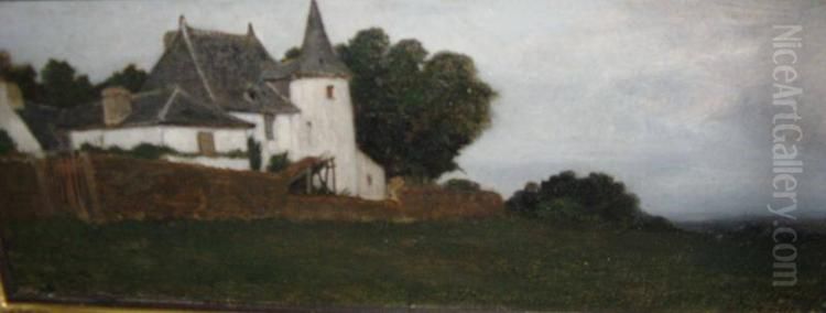 Old White Houses, Vitre, France Oil Painting by Elihu Vedder