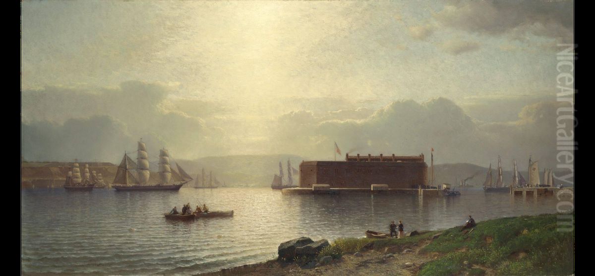 The Narrows and Fort Lafayette, Ships Coming into Port Oil Painting by Samuel Colman
