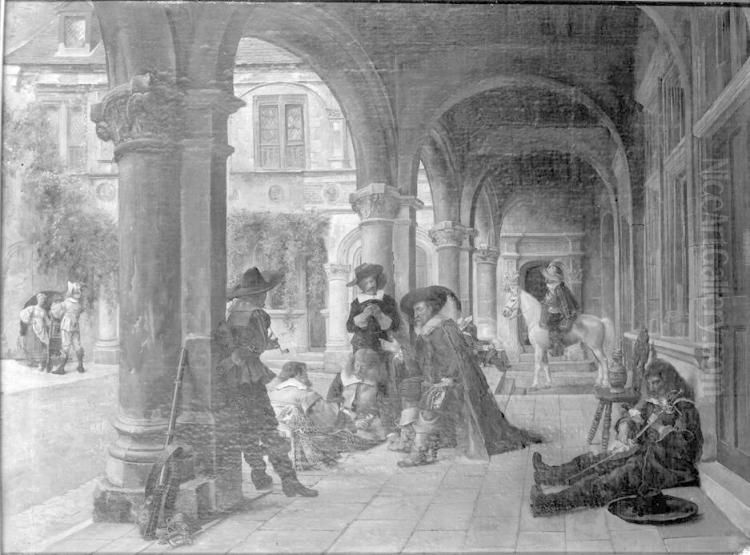 Soldiers Resting, Blois Oil Painting by Ignacio Leon y Escosura