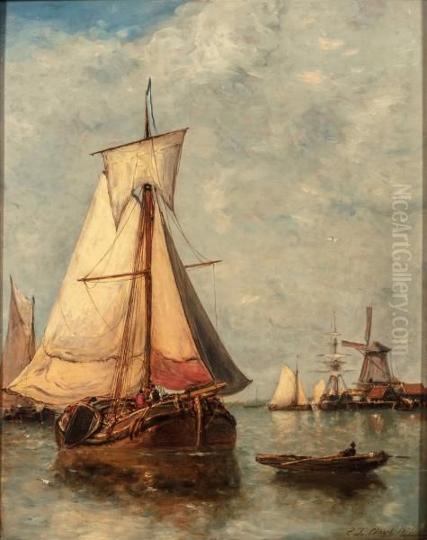 Dutch Shipping Oil Painting by Paul Jean Clays