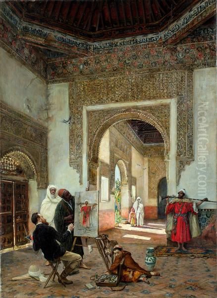 Moorish Interior Oil Painting by Ricardo de Madrazo