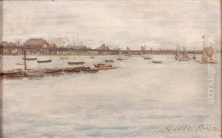 The Boat Harbor (Gowanus Pier) Oil Painting by William Merritt Chase