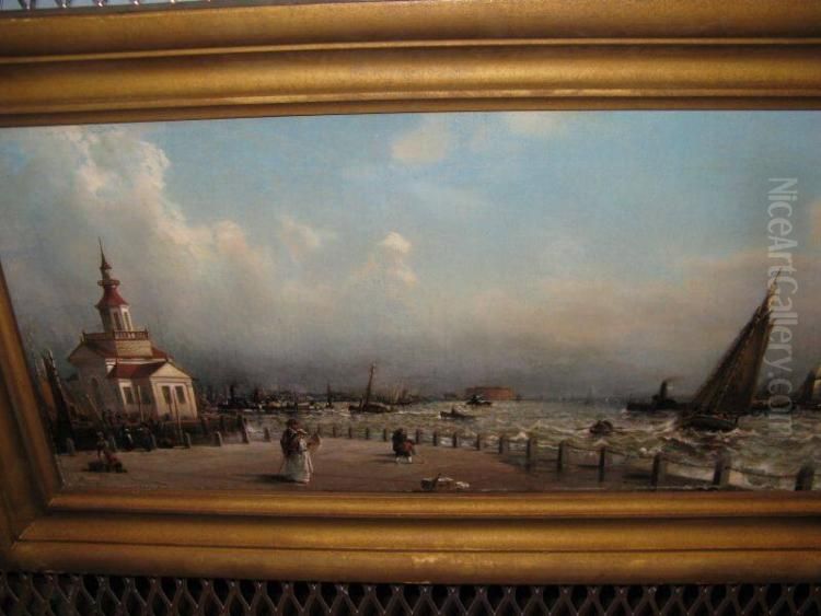 New York Harbor from the Battery Oil Painting by Arthur Quartley