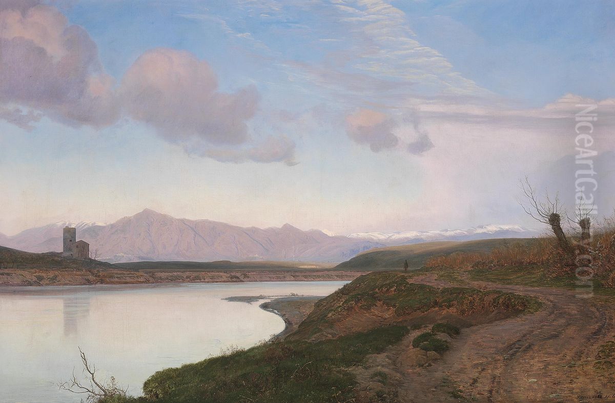 Parti fra den romerske campagne. Oil Painting by Janus Andreas Bartholin La Cour