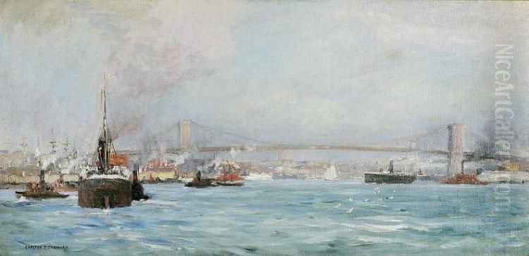The East River Oil Painting by Carlton Theodore Chapman