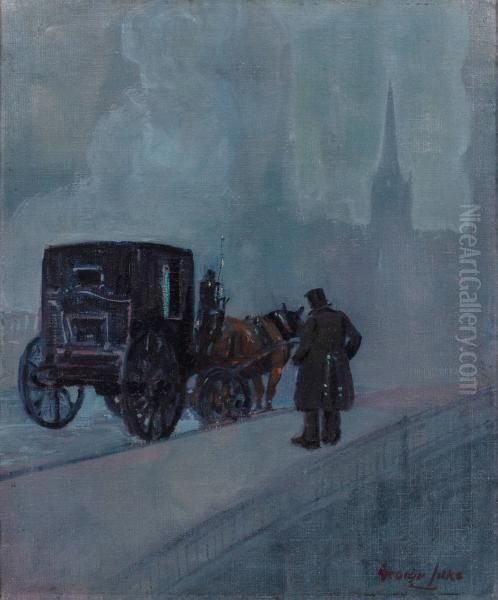 Foggy Night Oil Painting by George Luks