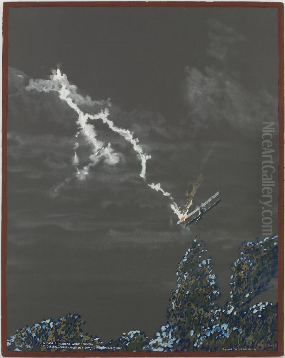 A Tragic Incident While Training at Borden - Cadet Caught in Storm - Struck by Lightning Oil Painting by Frank Johnston