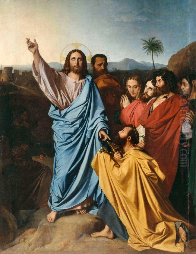 Jesus Returning the Keys to St. Peter Oil Painting by Jean Auguste Dominique Ingres