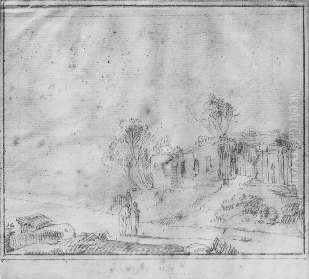 Landskap Oil Painting by Prince Fredrik Adolf, Duke of Ostergotland