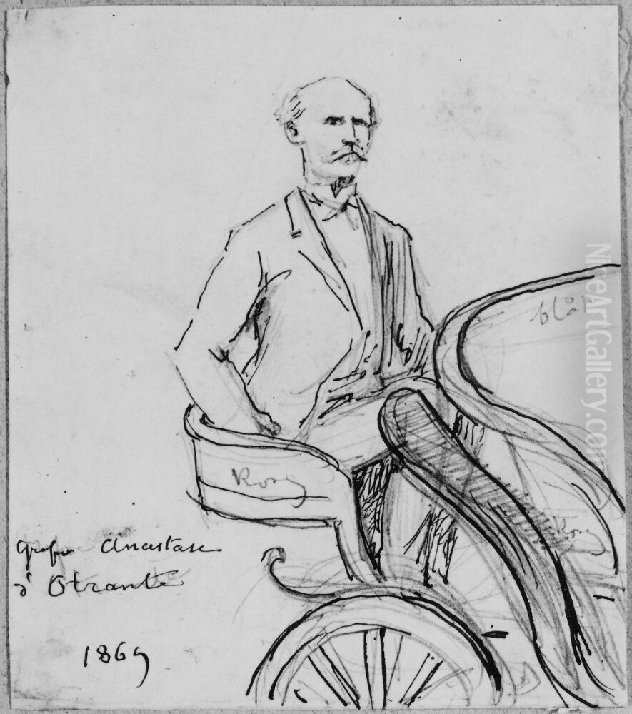 Paul Athanase Fouche d'Otrante (1801-1886), duke, married to 1. Berta Christina Palmstierna, 2. Adelaide Sofia Vilhelmina Caroline von Stedingk Oil Painting by Fritz Von Dardel