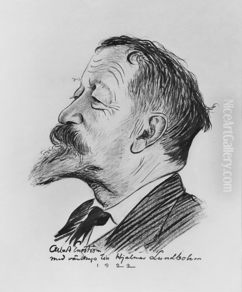 Hjalmar Lundbohm (1855-1926), fil.dr h.c., geolog, industriman Oil Painting by Albert Engstrom