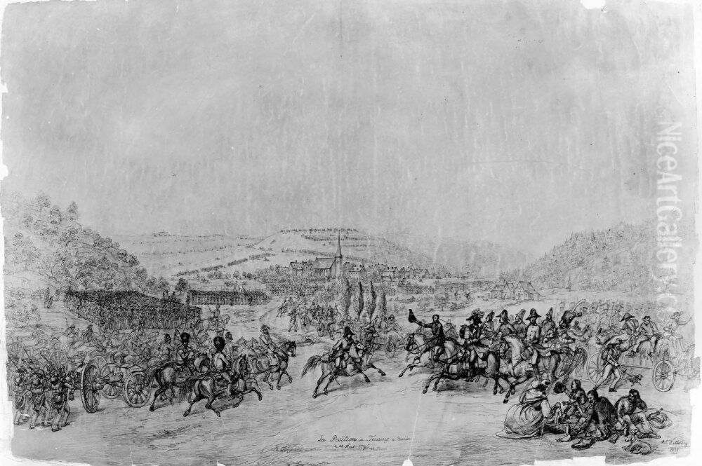 Stallning vid Teiningen i Bayern 1796 Oil Painting by Alexander Wetterling