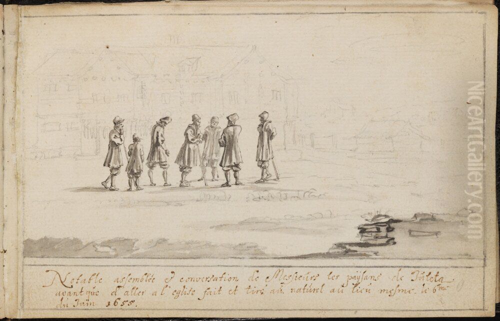 Skissbok. Vyer fran Frankrike, Rom, Granna, Stockholm, Alvastra, Strangnas m-fl. Oil Painting by Mathias Palbitzki