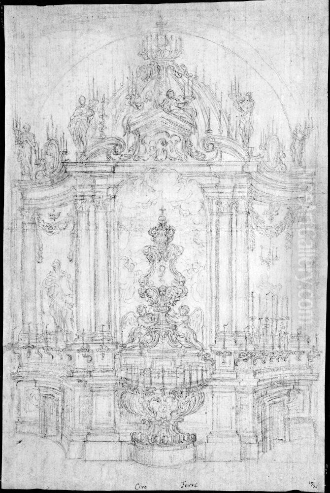 Study for a Quarantore decoration Oil Painting by Ciro Ferri