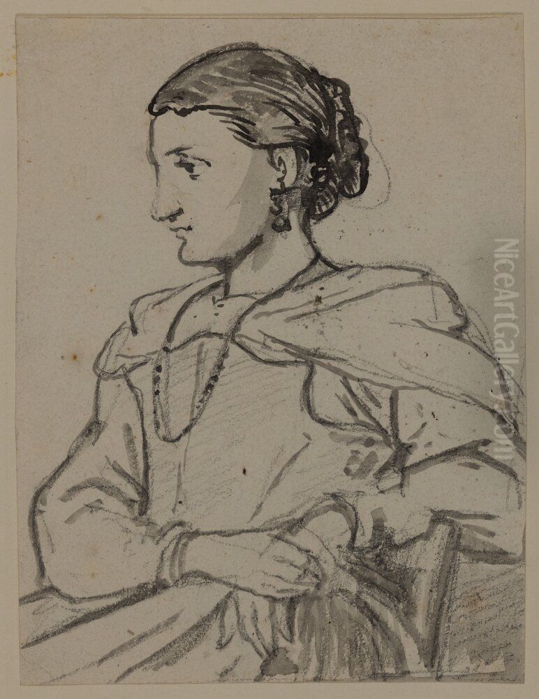 Sittande kvinnofigur Oil Painting by Wilhelm Marstrand