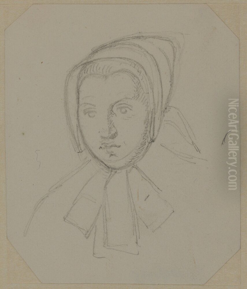 Kvinnohuvud Oil Painting by Jorgen Roed