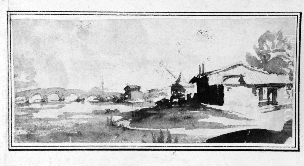 Landskap med bro Oil Painting by Jacques Callot