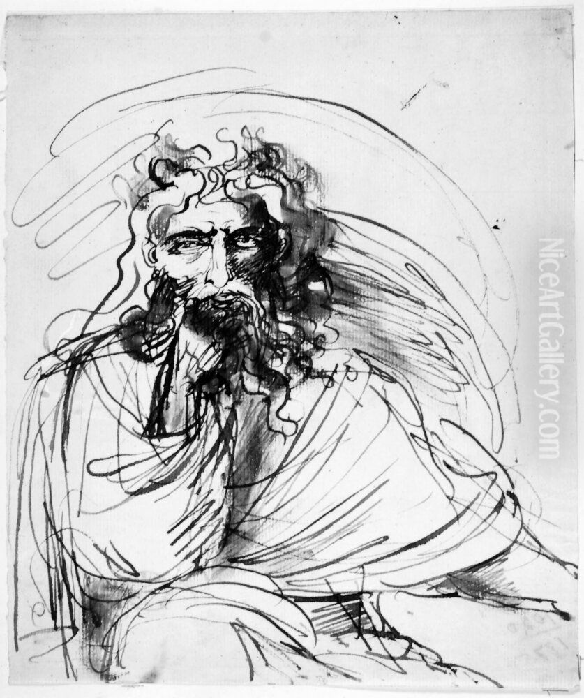 Jupiterhuvud Oil Painting by Johan Tobias Sergel