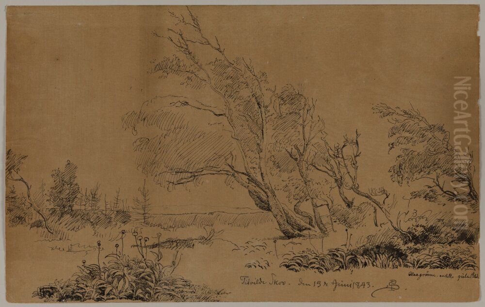 Tisvilde skog Oil Painting by P. C. Skovgaard