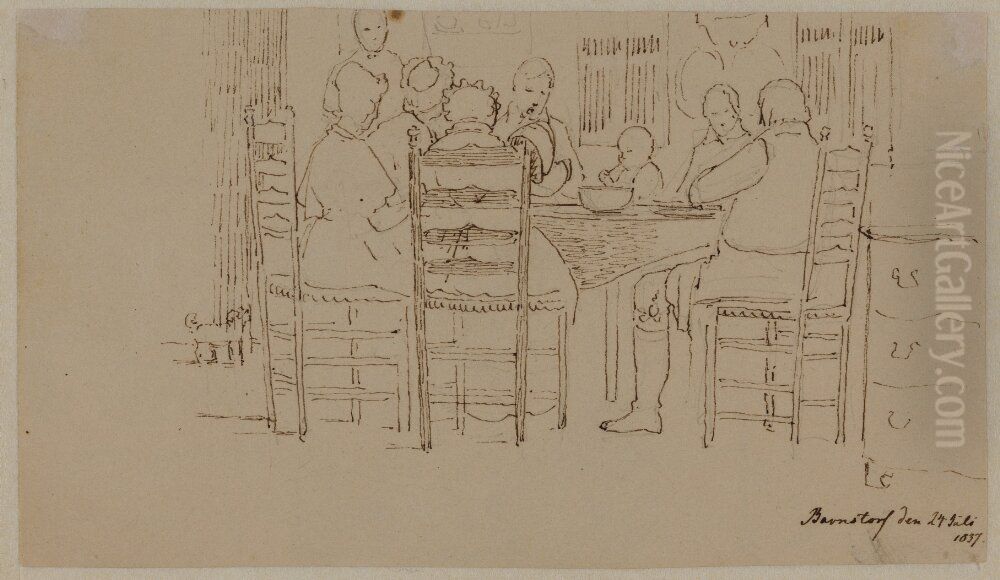 Bordssallskap, 1837 Oil Painting by Jorgen Roed